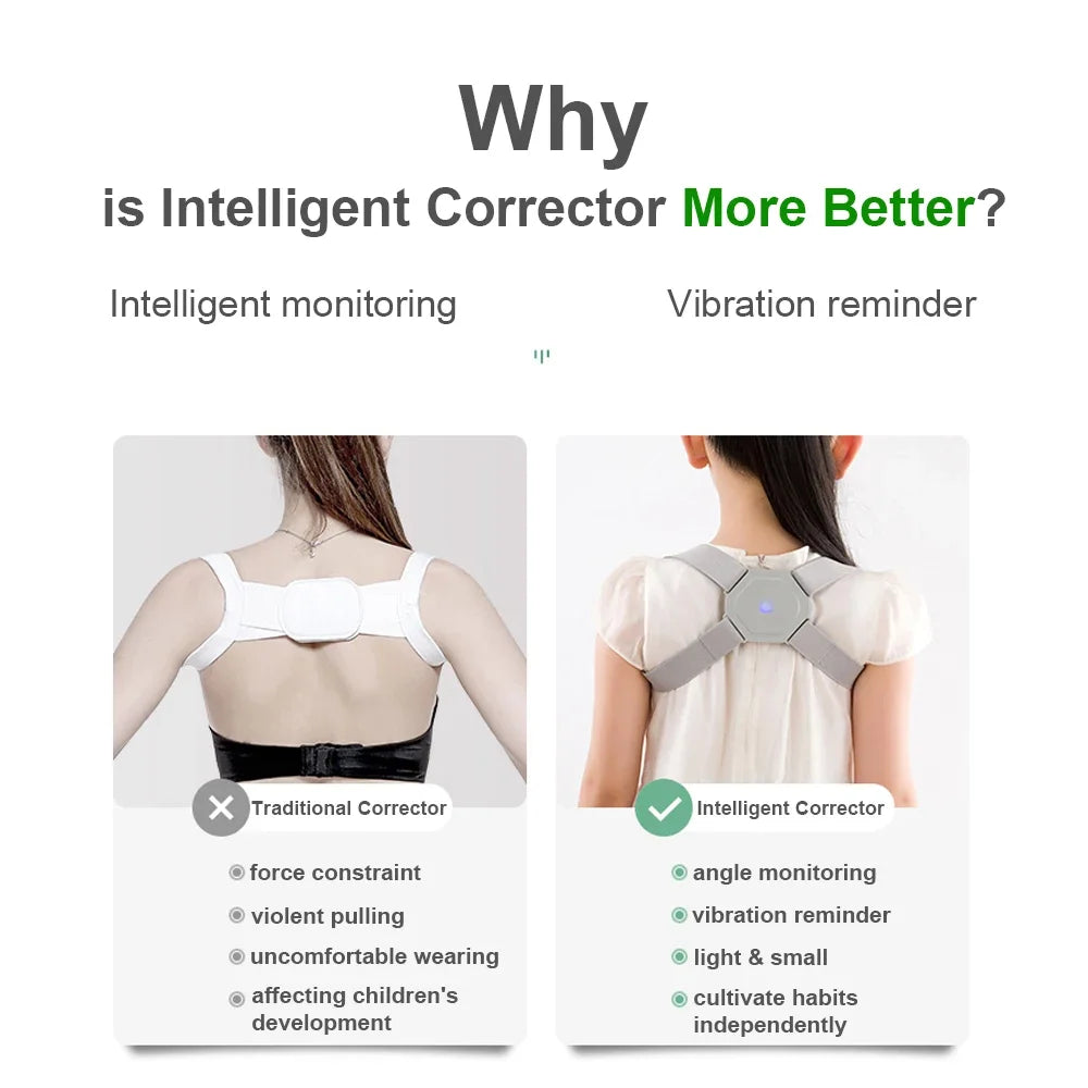 Smart Auto Adjustable Intelligent Posture Trainer Postural Corrector Upper Back Brace Clavicle Support for Adults Children Kids