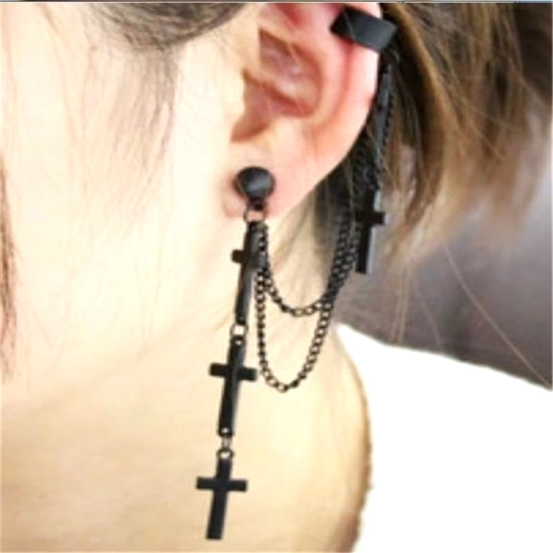 1Pc Cross Tassel Long Chain Earrings for Women Girls Gothic Punk Rock Style Fashion Jewelry Accessories Party Gift Cool Thing