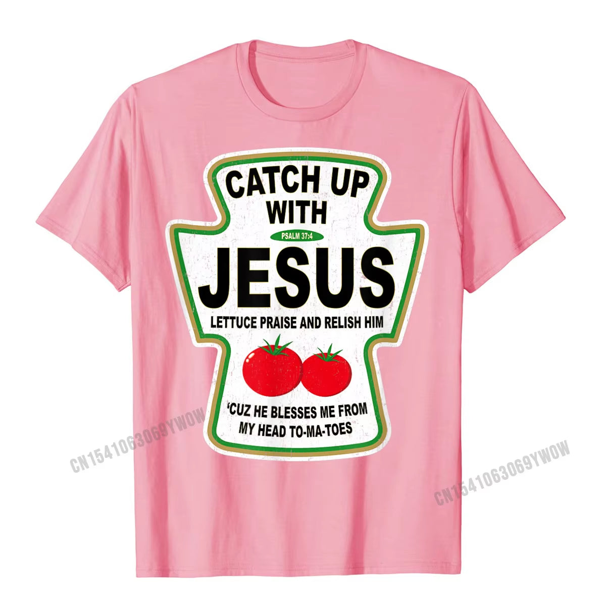 Grunge Christian Catch up with Jesus Ketchup T-Shirt Top T-Shirts Tops Shirts Funny Harajuku Cotton Casual Gift Men