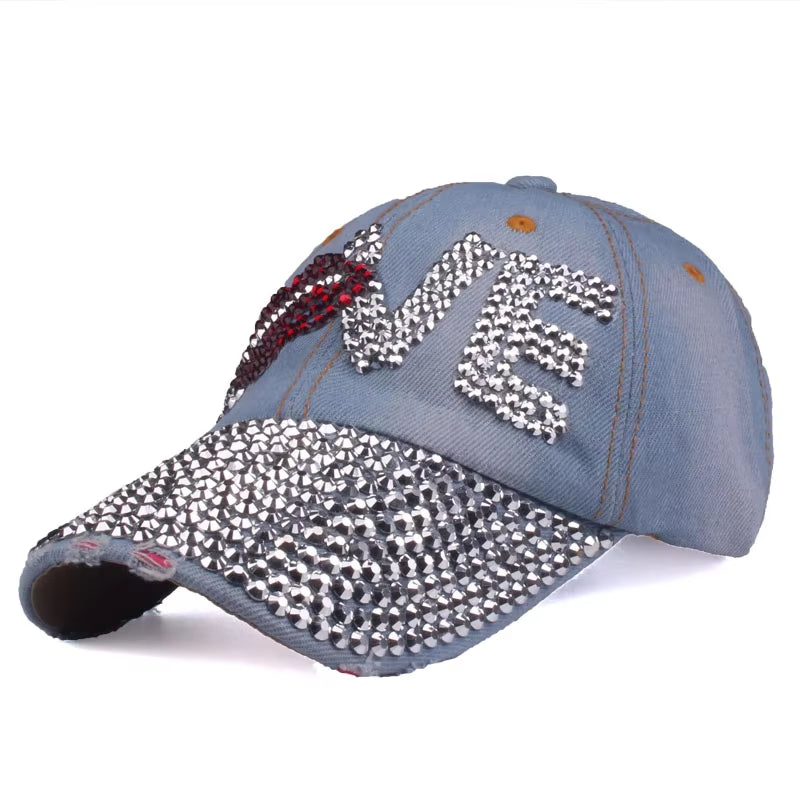 [] Baseball Cap for Men & Women 2024 New Fashion Sun Hat the Adjustable 100% Cotton Rhinestone Cap Hat