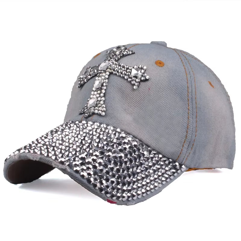 [] Baseball Cap for Men & Women 2024 New Fashion Sun Hat the Adjustable 100% Cotton Rhinestone Cap Hat