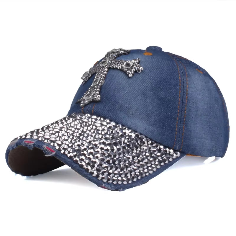 [] Baseball Cap for Men & Women 2024 New Fashion Sun Hat the Adjustable 100% Cotton Rhinestone Cap Hat