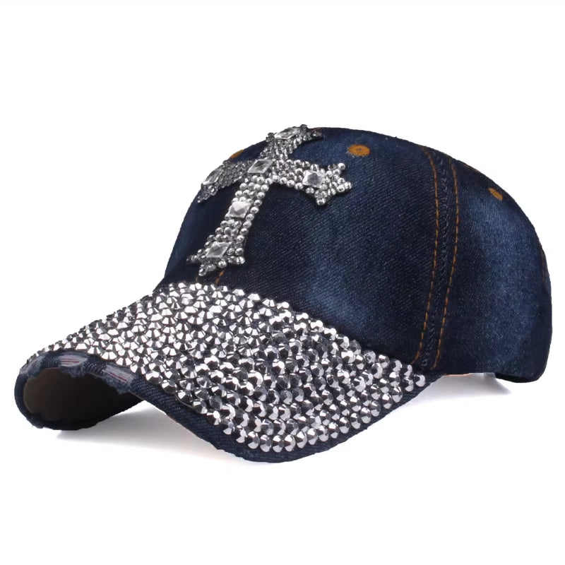 [] Baseball Cap for Men & Women 2024 New Fashion Sun Hat the Adjustable 100% Cotton Rhinestone Cap Hat