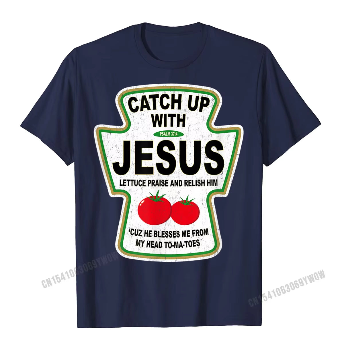 Grunge Christian Catch up with Jesus Ketchup T-Shirt Top T-Shirts Tops Shirts Funny Harajuku Cotton Casual Gift Men