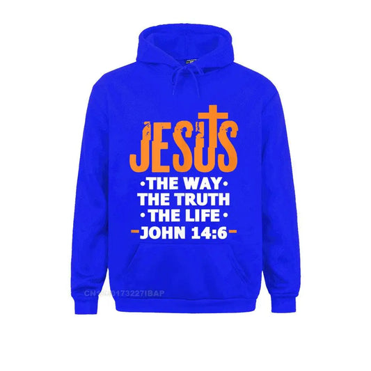 Jesus the Way Truth Life John 14 6 Christian Bible Verse Hoodie Funny Tight Hoodies Sweatshirts for Women Vintage Sportswears