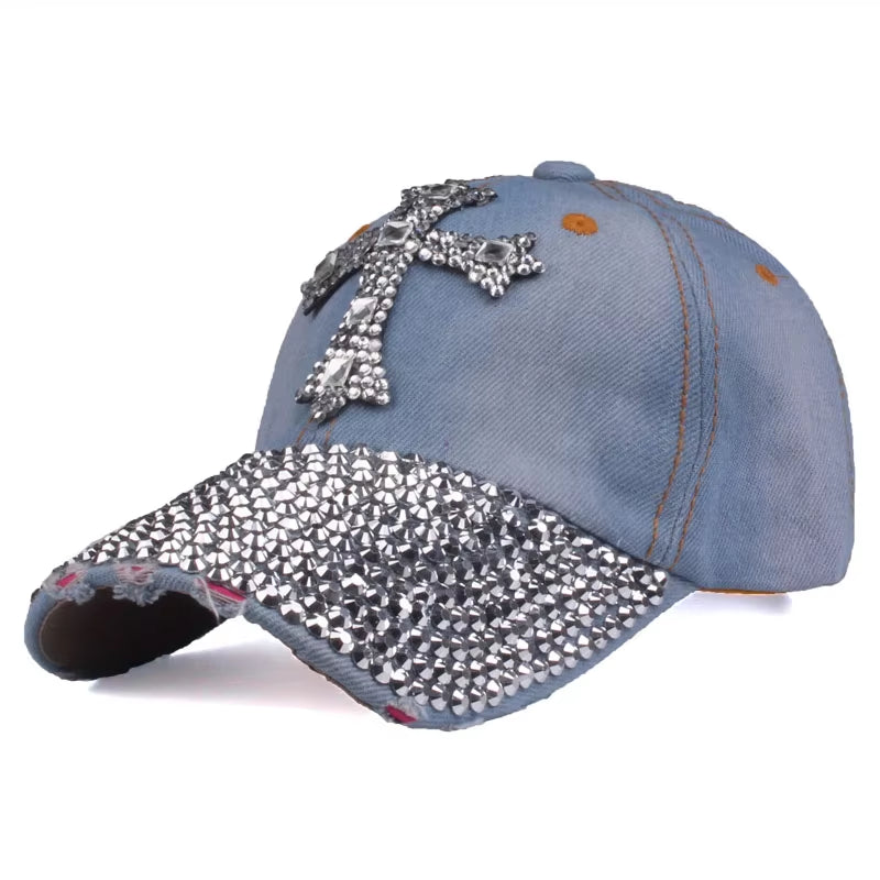 [] Baseball Cap for Men & Women 2024 New Fashion Sun Hat the Adjustable 100% Cotton Rhinestone Cap Hat