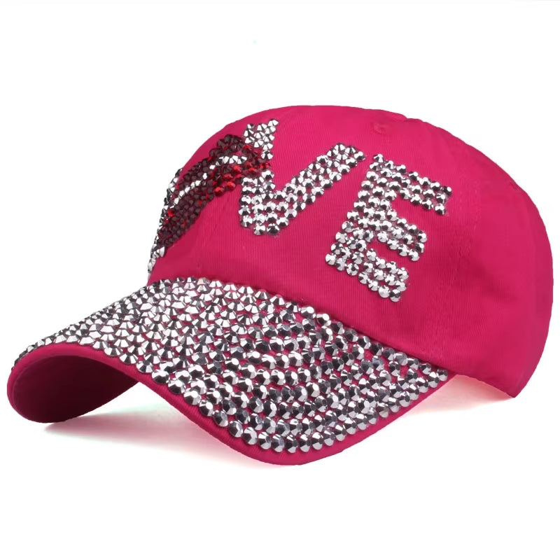 [] Baseball Cap for Men & Women 2024 New Fashion Sun Hat the Adjustable 100% Cotton Rhinestone Cap Hat